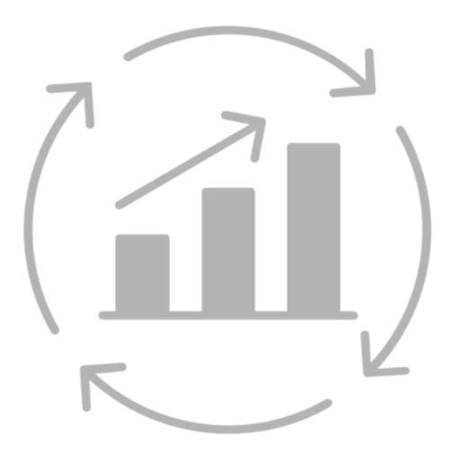 Ein Icon von einem Aufsteigenden Balkendiagramm in grauer farbe