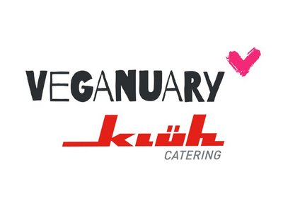 [Translate to Englisch:] Kooperationslogo Klüh Catering mit Aktionslogo Veganuary