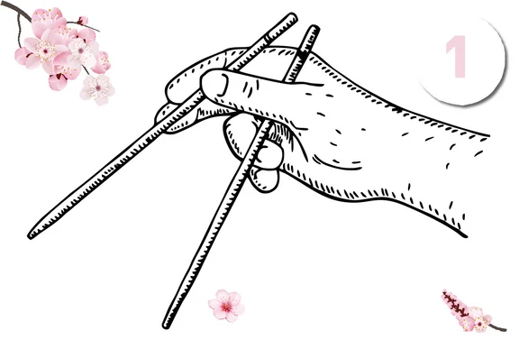 visuelle Anleitung wie man mit Essstäbchen isst Schritt 1.