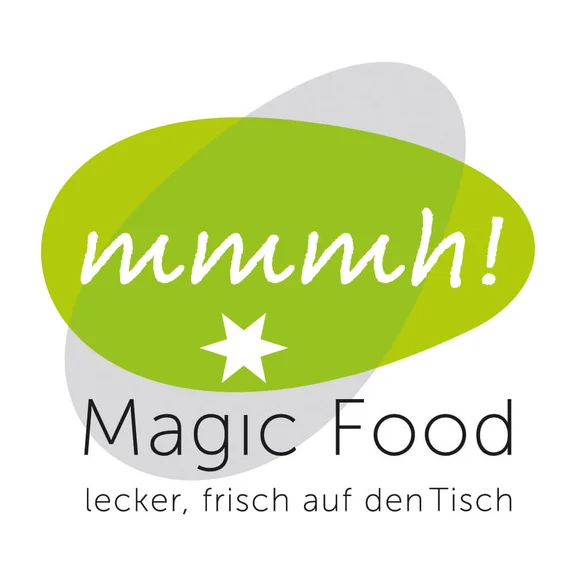 Logo: "Magic Food" mit dem schriftzug: "lecker,frisch auf den Tisch"