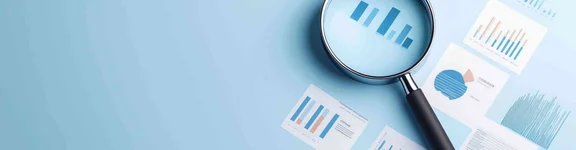 Illustration mit einer Lupe, die ein Kreisdiagramm vergrößert.