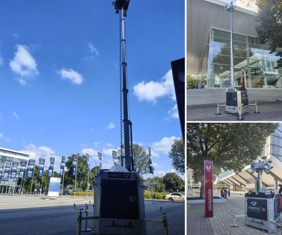 eine Collage aus drei Bildern eines Klüh Security Towers