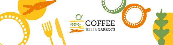 Das Bild ist ein grafisches Motiv für die Produktlinie Coffee, Beef und Carrots von Klüh.
