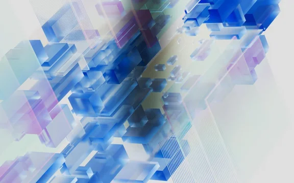 Illustration mit vielen quadratischen formen in den farben blau bis lila