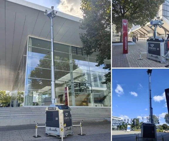 Eine Collage von drei Bildern, auf jedem Bild sind Klüh Security Tower