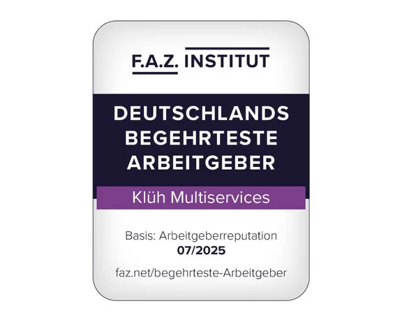 F.A.Z. Institut Siegel für Deutschlands Begehrtester Arbeiter für Klüh Multiservices 07/2025
