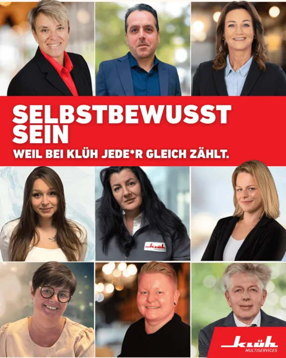 Bild von Kampagne zum Weltfrauentag von Klüh Multiservices "Selbstbewusst sein weil bei Klüh jede*r gleich zählt"