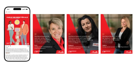 Bild von Kampagne zum Weltfrauentag von Klüh Multiservices "Selbstbewusst sein weil bei Klüh jede*r gleich zählt"