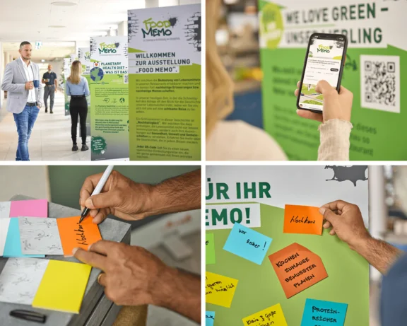 Collage bestehend aus 4 Bildern zur Aktion "FoodMemo"