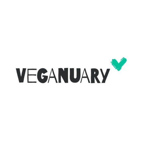 Logo zur Aktion "Veganuary" und ein grün-türkises Herz